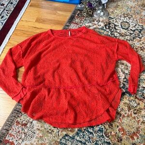 Free people orange- Red Lace Women's Top